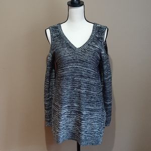 Women's V Neck Cold Shoulder Sweater